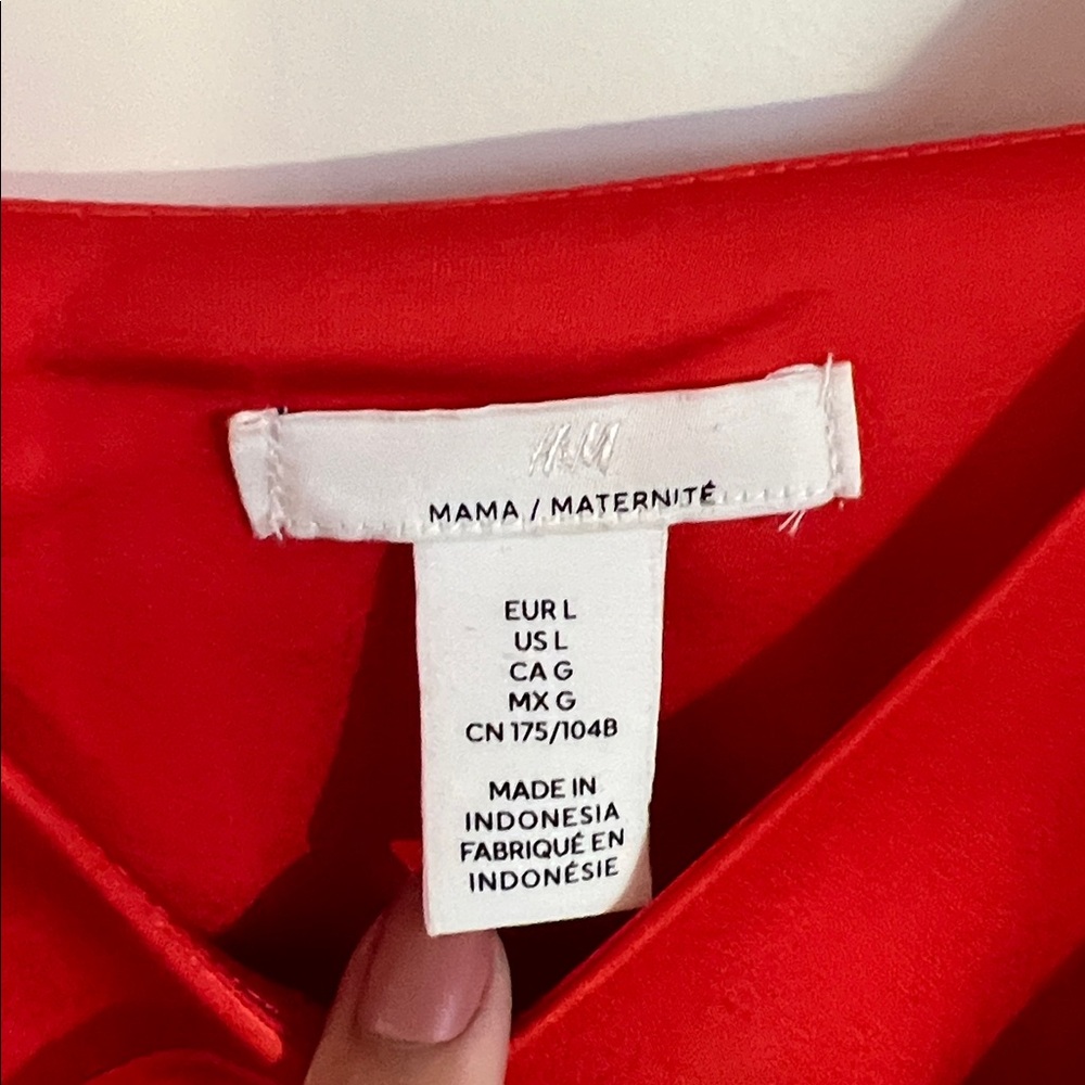 🕶️H&M Mamma Maternity Orange Red Satin Bias Cut Dress Slip L - Picture 4 of 7